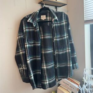 American Eagle Outfitters Oversized Plaid Shirt - Black, Blue, Green